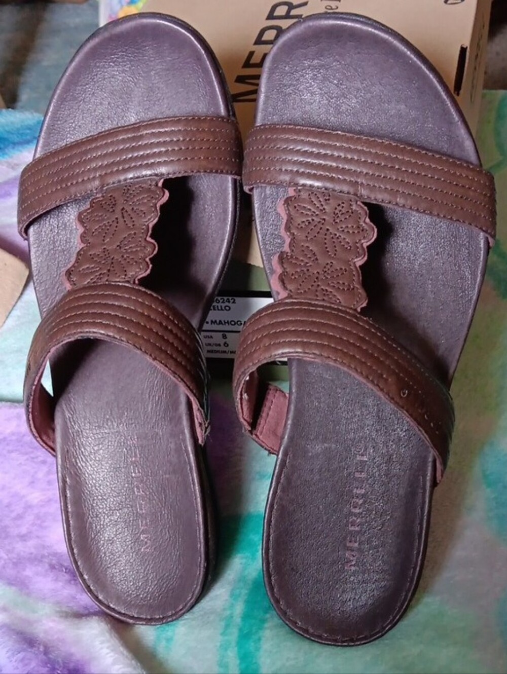 Merrell Women's Size 8 Mahogany Leather Slide Sandals NIB